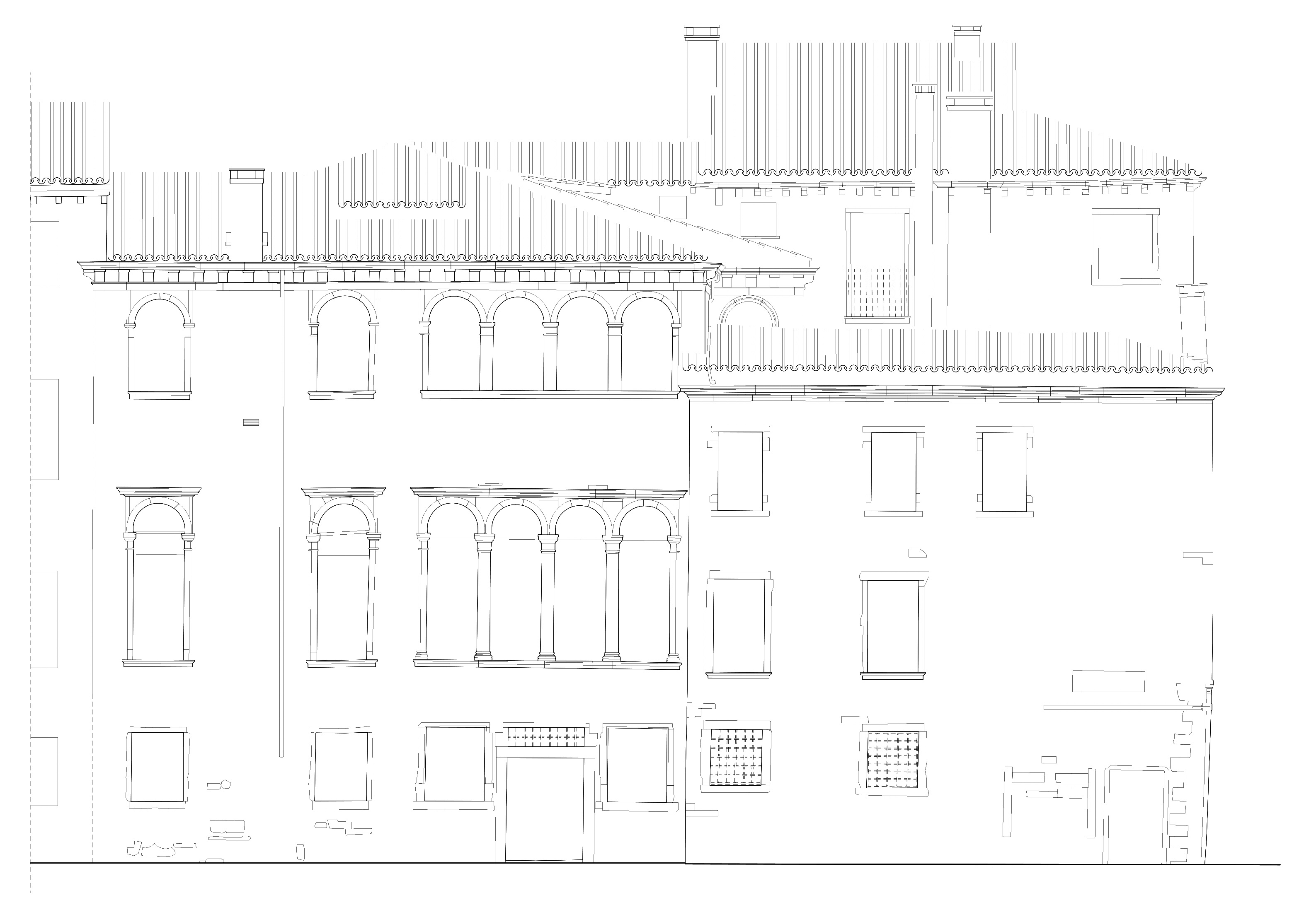 Rilievo fotogrammetrico facciata ridisegno vettoriale